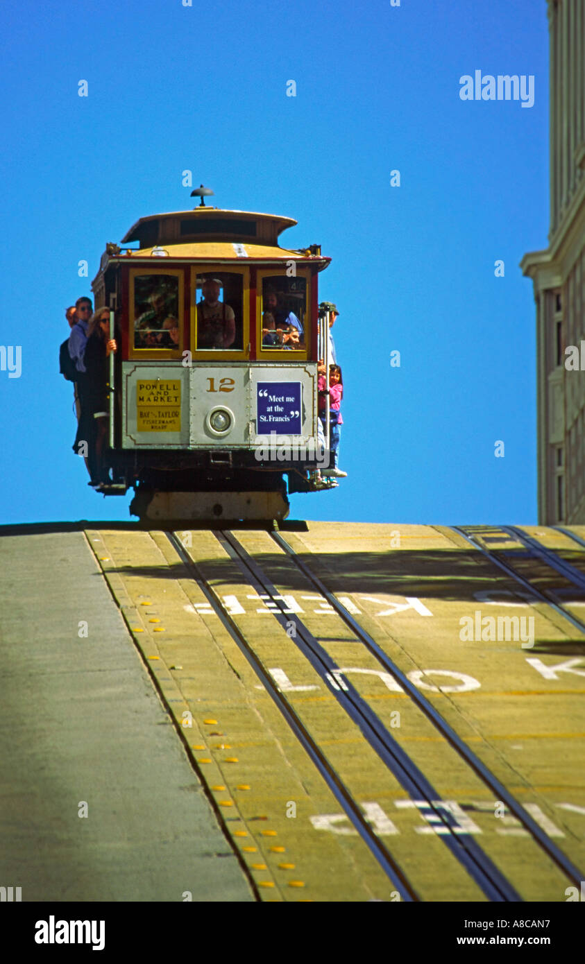 California San Francisco Cable cars auf Hügel Stockfoto