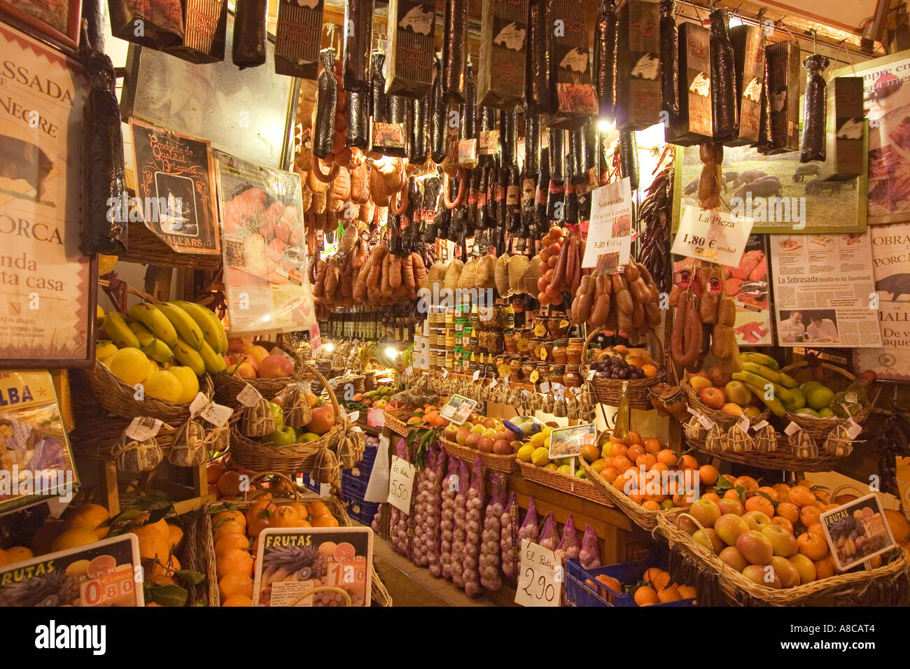 Mallorca Palma de Mallorca Altstadt Sobrasada Colmado Sto Domingo Feinkostgeschäft Stockfoto
