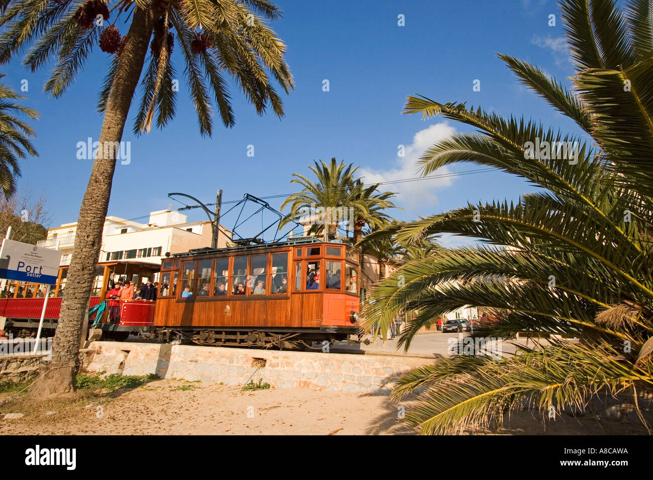 Historische Eisenbahn Mallorca Port Soller Stockfoto