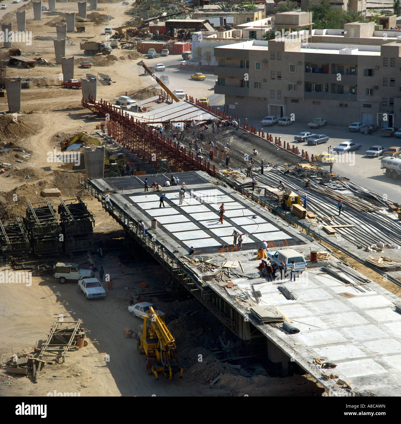 Saudi Arabien Construction Site Straßenbau Stockfoto
