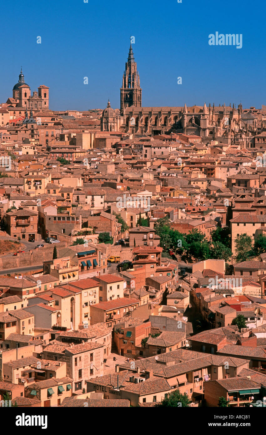 Blick auf Worldheritage Stadt Toledo aus Ronda del Toldeo Toledo Castilla La Mancha Spanien Europa Stockfoto