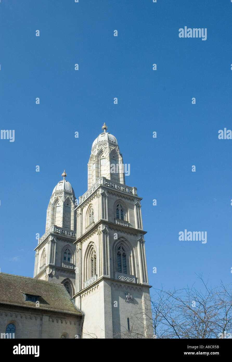 Grossmünster Kathedrale in der Stadt Zürich in der Schweiz Stockfoto