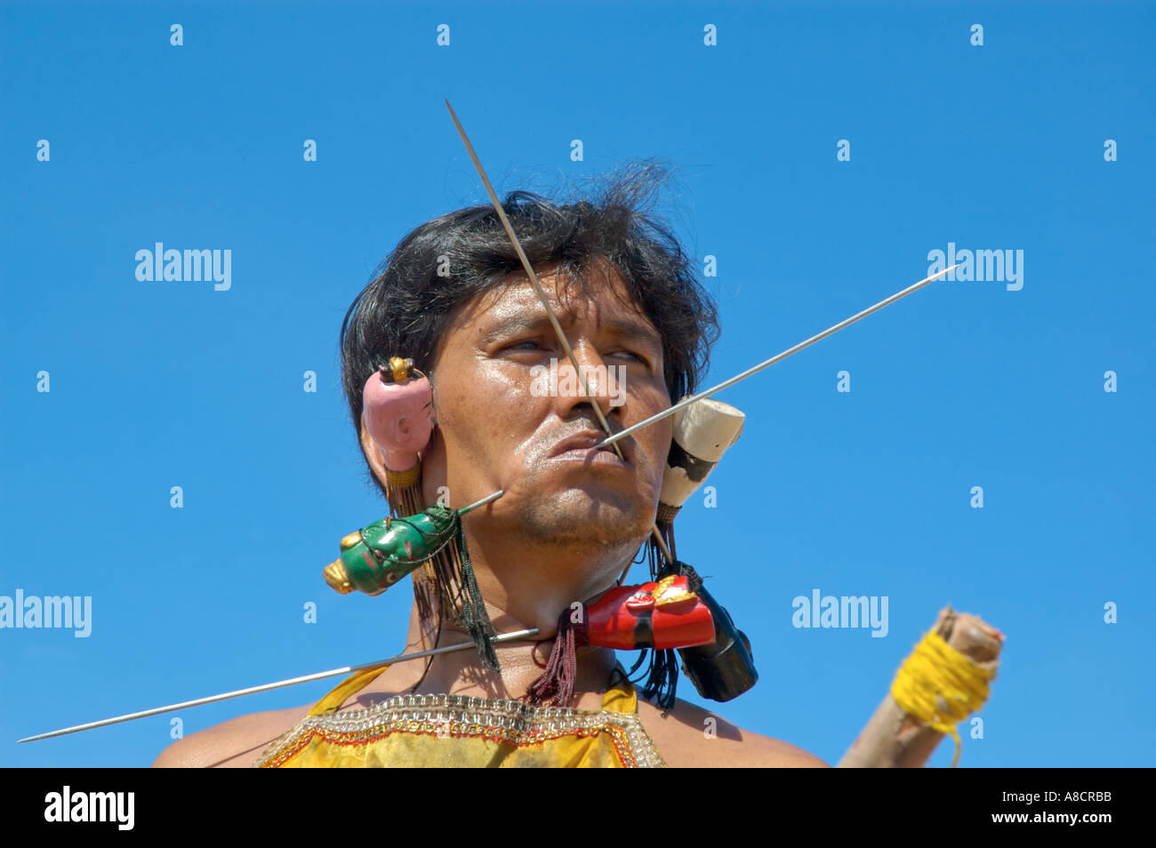 Thailand Phuket chinesische vegetarische Festival Anhänger eingegeben von Göttern während des Festivals manifestieren ihre übernatürliche Kraft Stockfoto