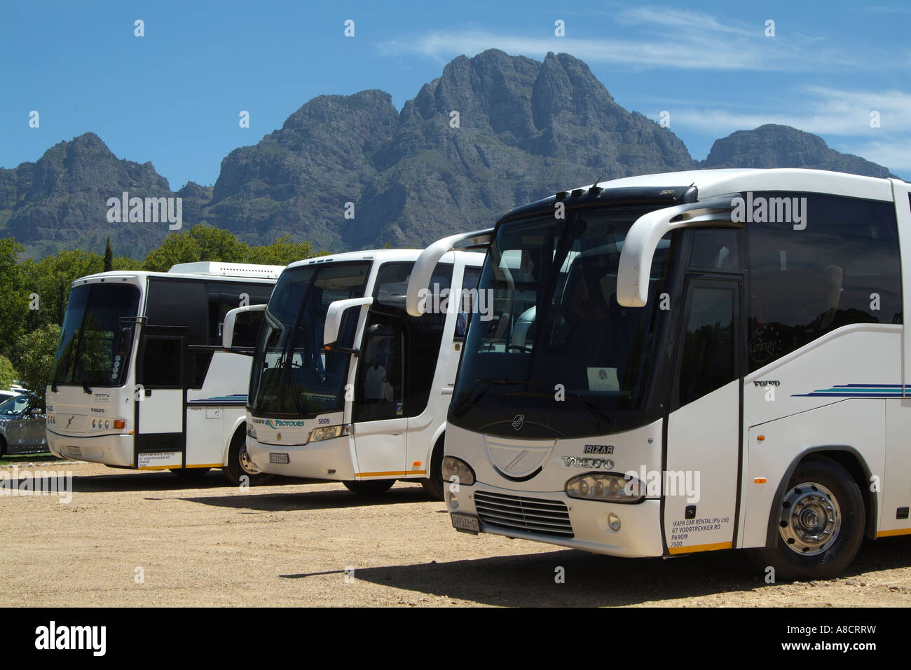 Sightseeing Busse und Berge Seen in der Nähe von Stellenbosch auf einer Reise von Kapstadt Südafrika RSA Stockfoto