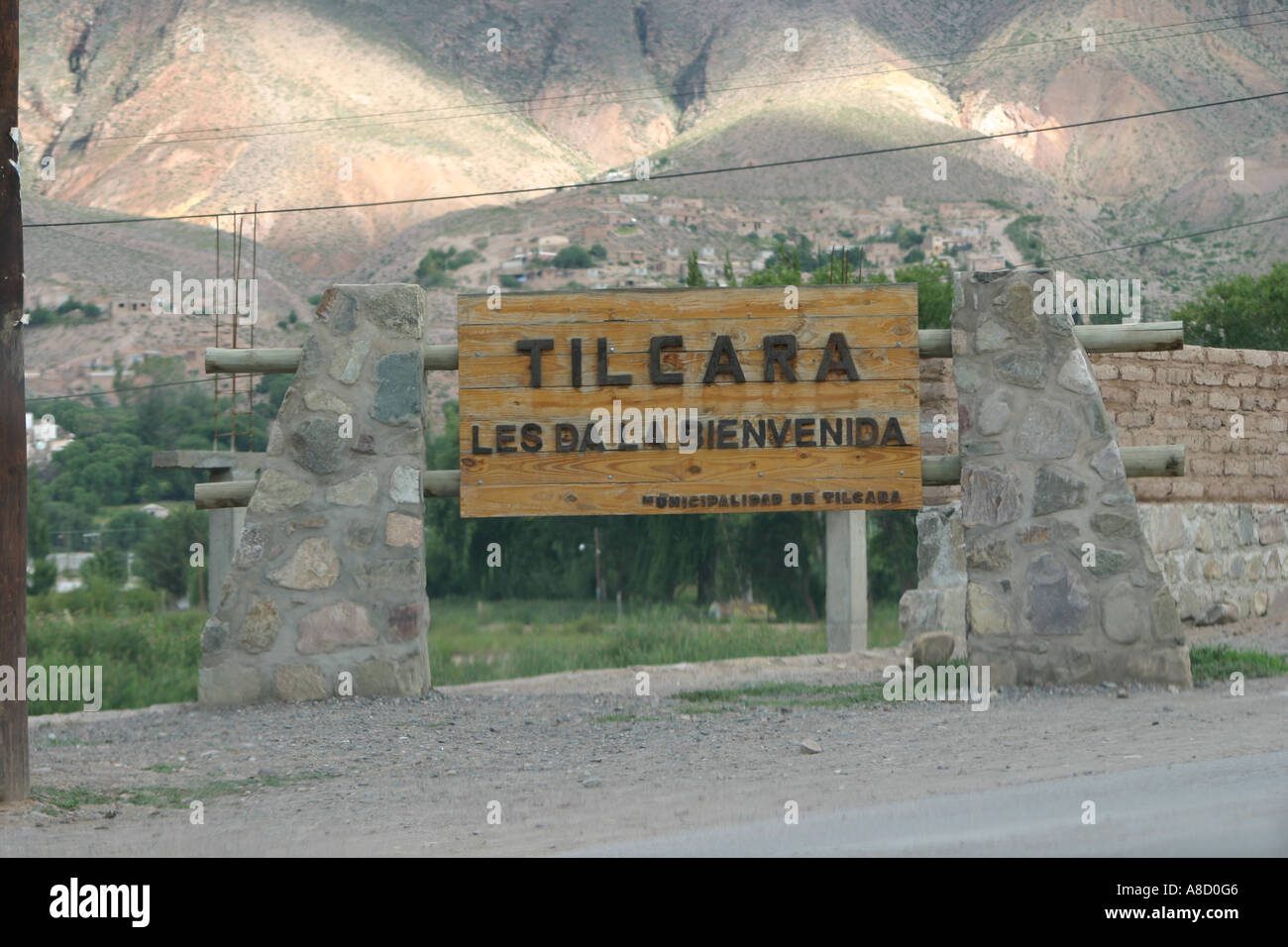 Melden Sie begrüßen, Tilcara Jujuy Argentinien Südamerika Stockfoto
