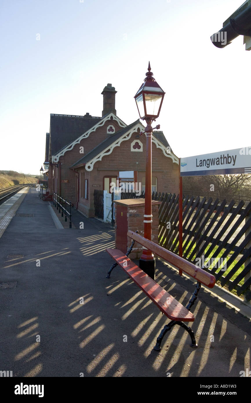 Langwathby Bahnhof, Penrith, Cumbria Stockfoto