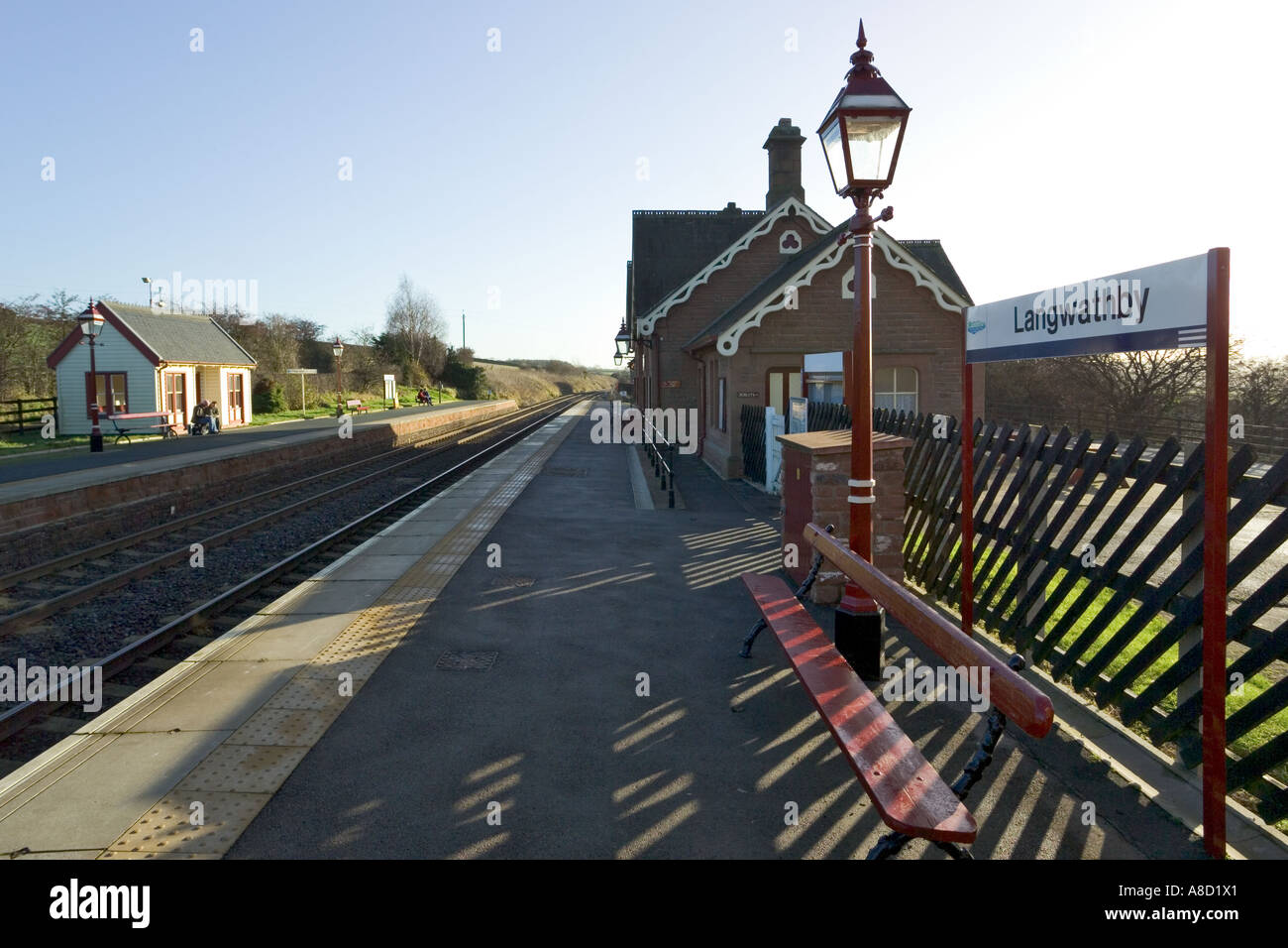 Langwathby Bahnhof, Penrith, Cumbria Stockfoto