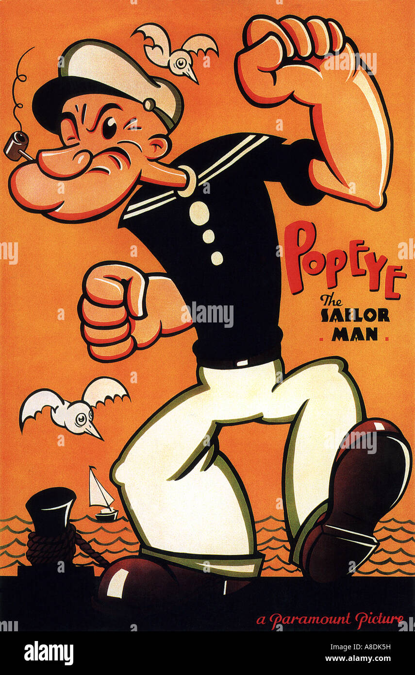 POPEYE THE SAILOR MAN - Plakat für 1933 Paramount Zeichentrickfilm Stockfoto