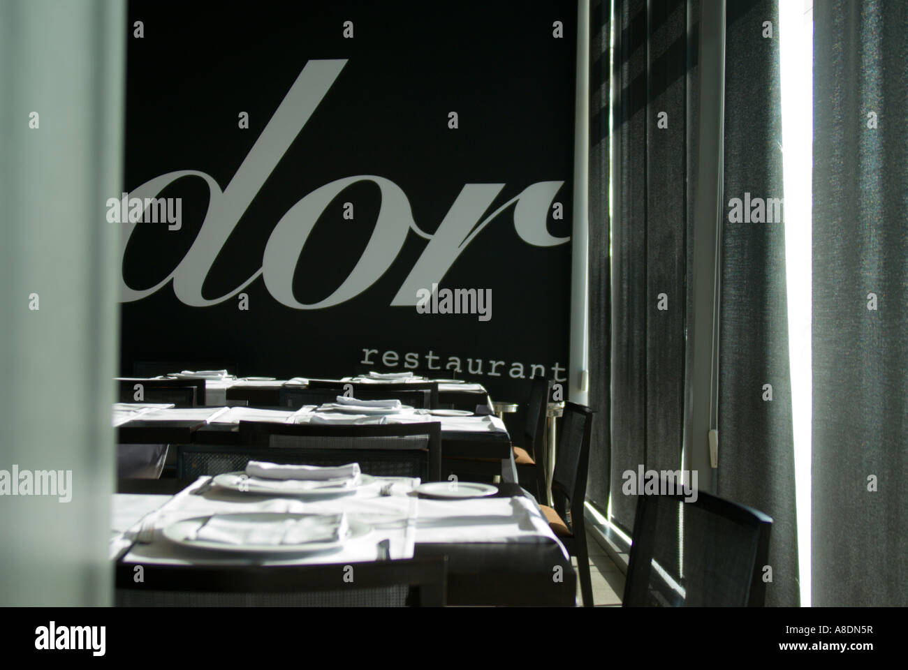 Barcelona das moderne Hotel Restaurant minimalistischen Stil Dekor Stockfoto