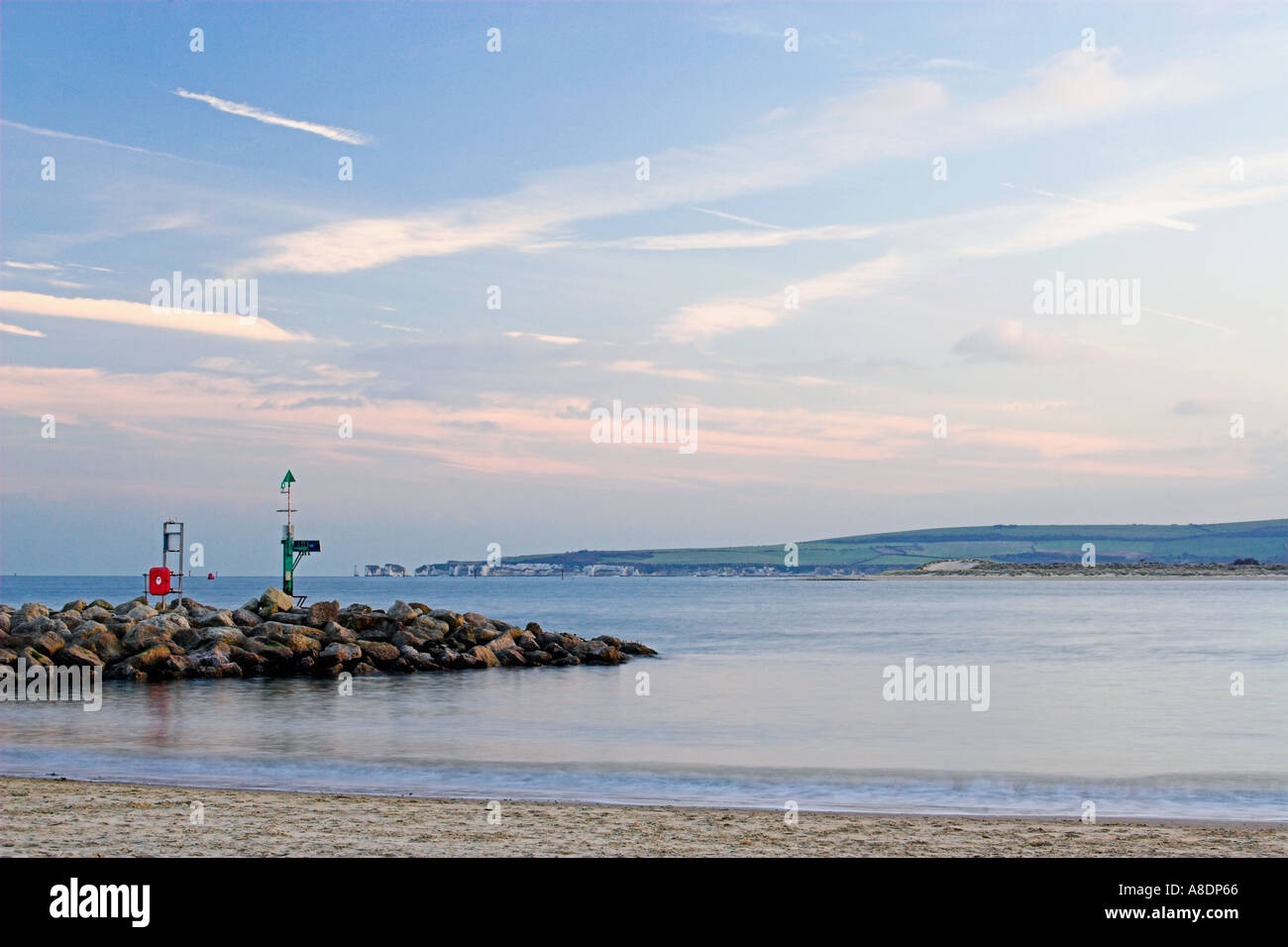 Blick auf die Altstadt Harry Felsen von Sandbänken Poole Dorset England UK Stockfoto