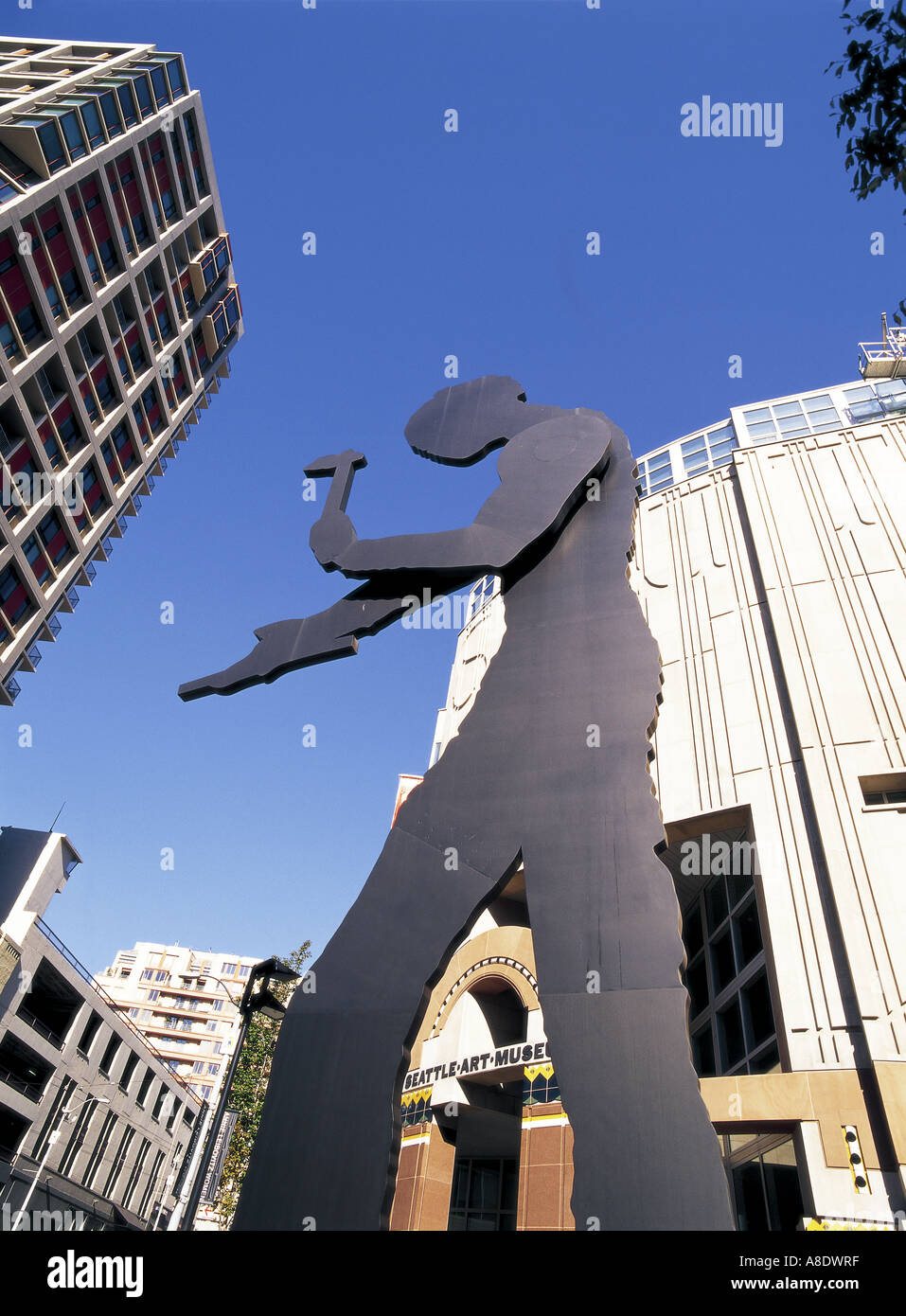 Seattle Art Museum, Hammering Man Skulptur Washington State USA Stockfoto