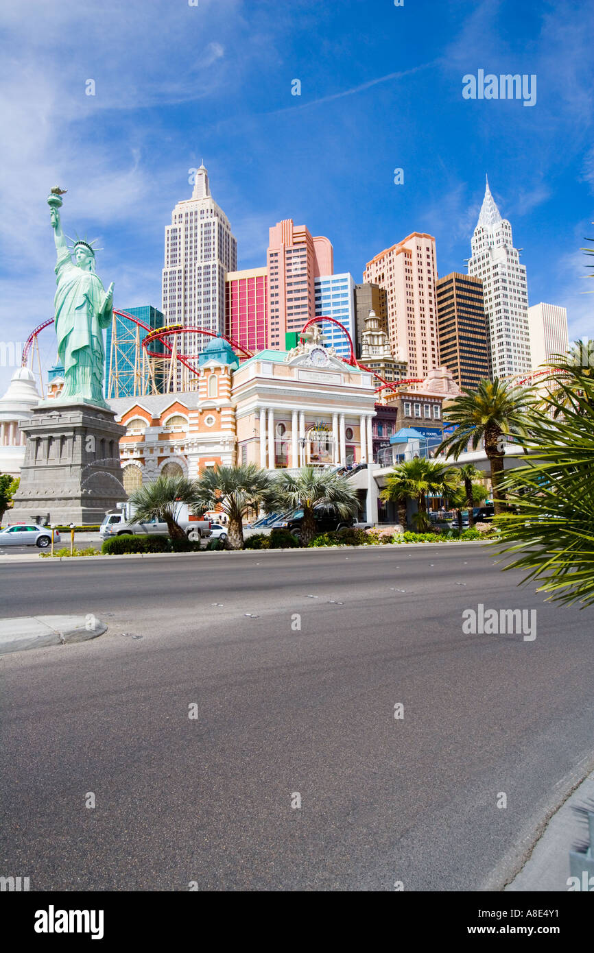Las Vegas, Nevada - New York, New York Wolkenkratzer komplexe mit der Freiheitsstatue und Rolle-Rcoaster (Platz für Text) Stockfoto