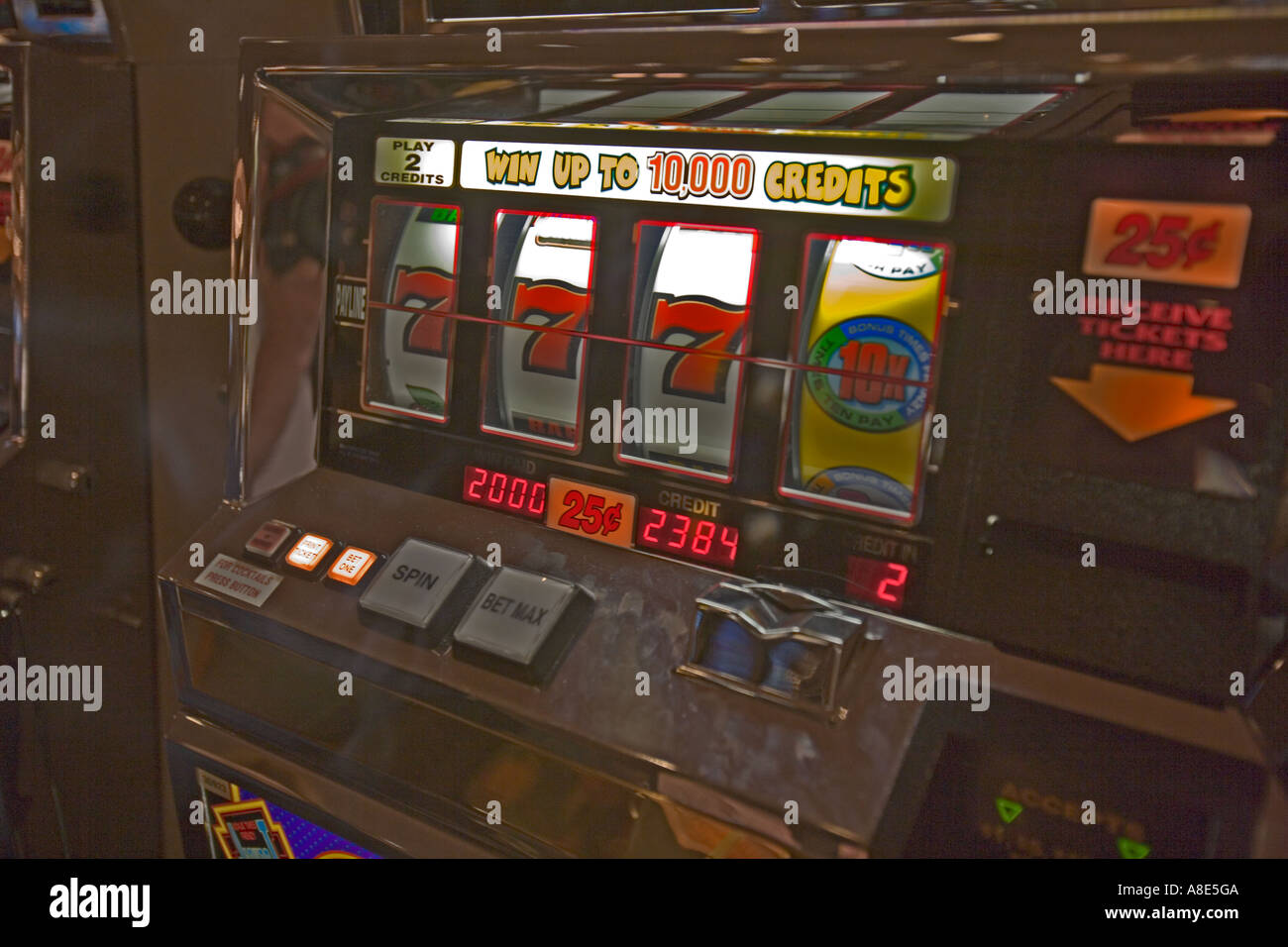 Las Vegas, Nevada - Sieg Nummer sieben auf die Slot-Maschine Stockfoto