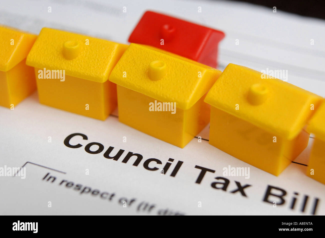 Allgemeiner Rat Steuer Bild mit Monopol Häuser Stockfoto