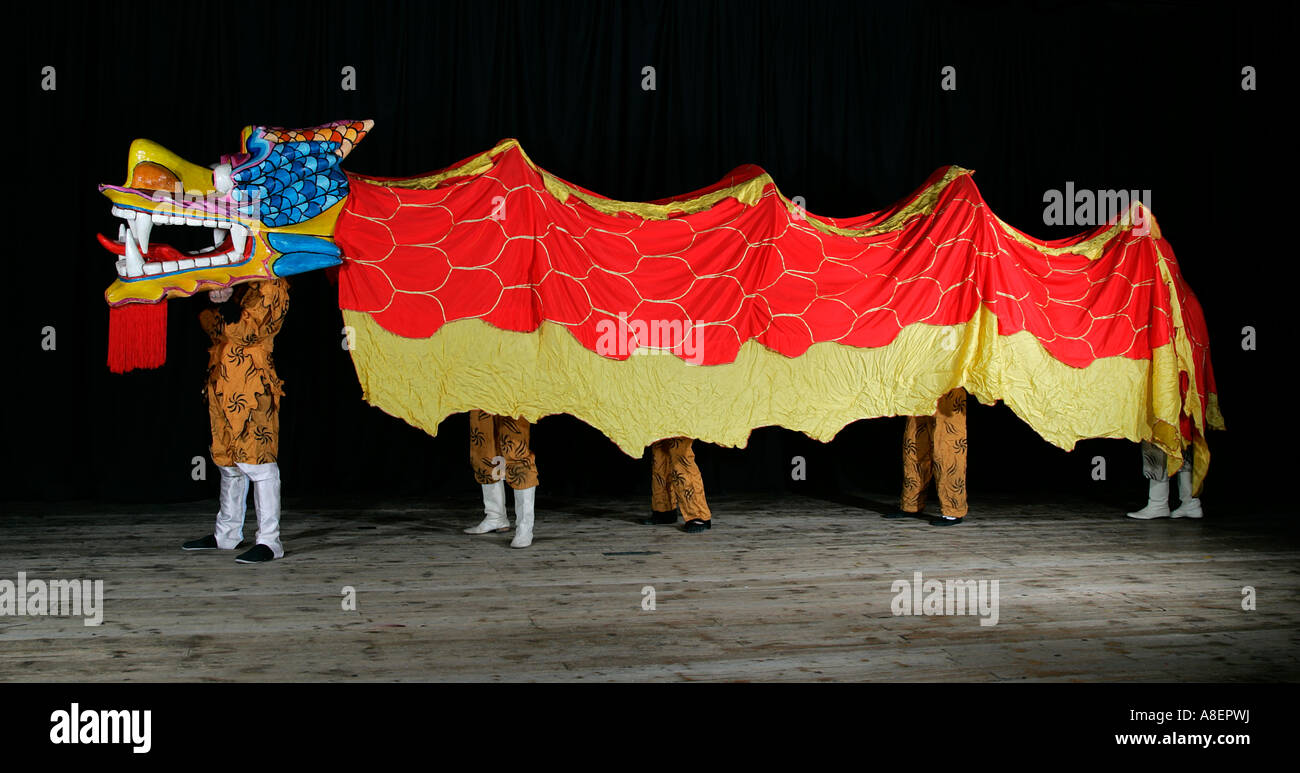 Dragon Asia Feier China Chinese New Year Tanz Tänzer tanzen Unterhaltung festival Stockfoto