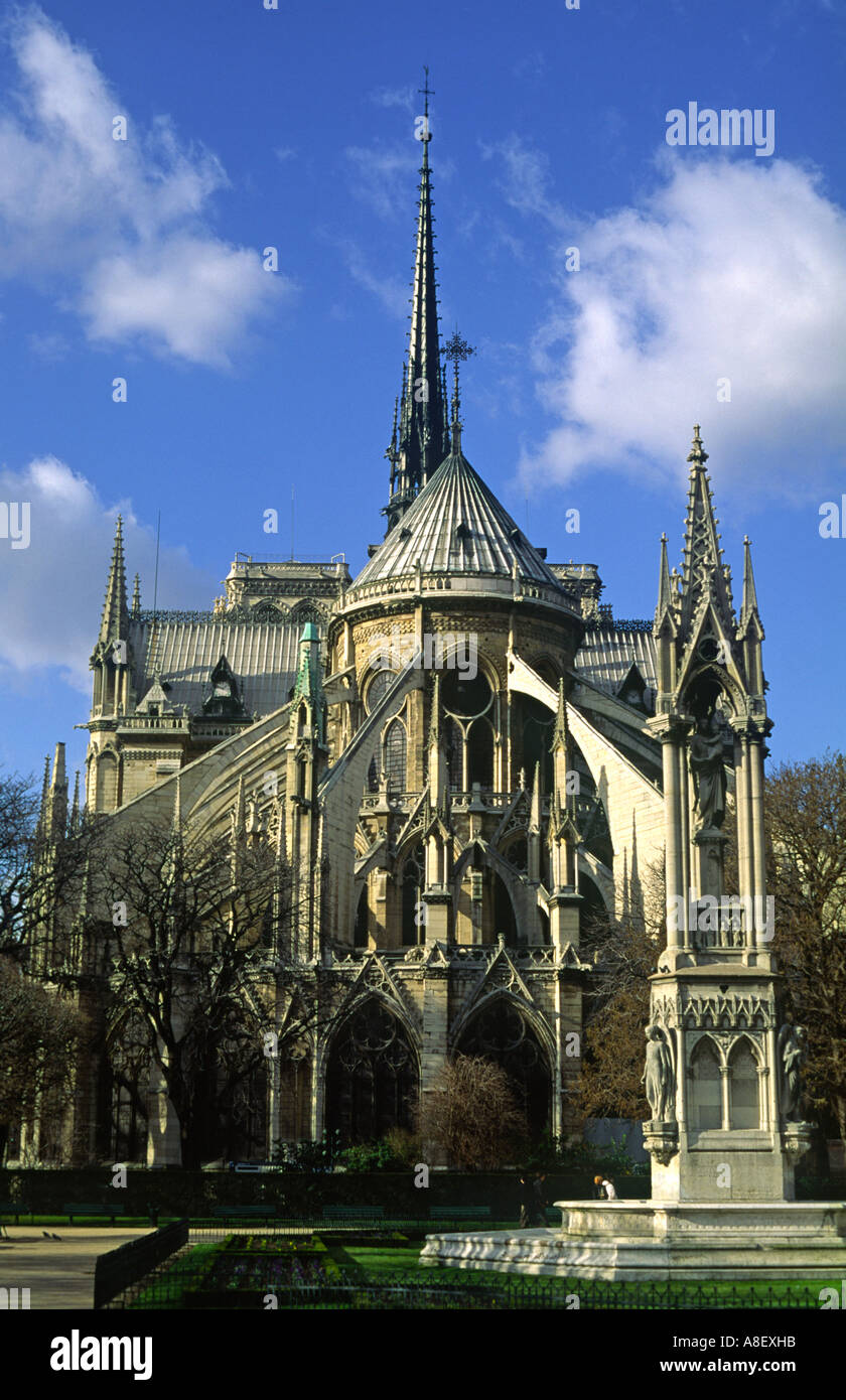 Ostfassade der Kathedrale Notre Dame, Paris, Frankreich Stockfoto