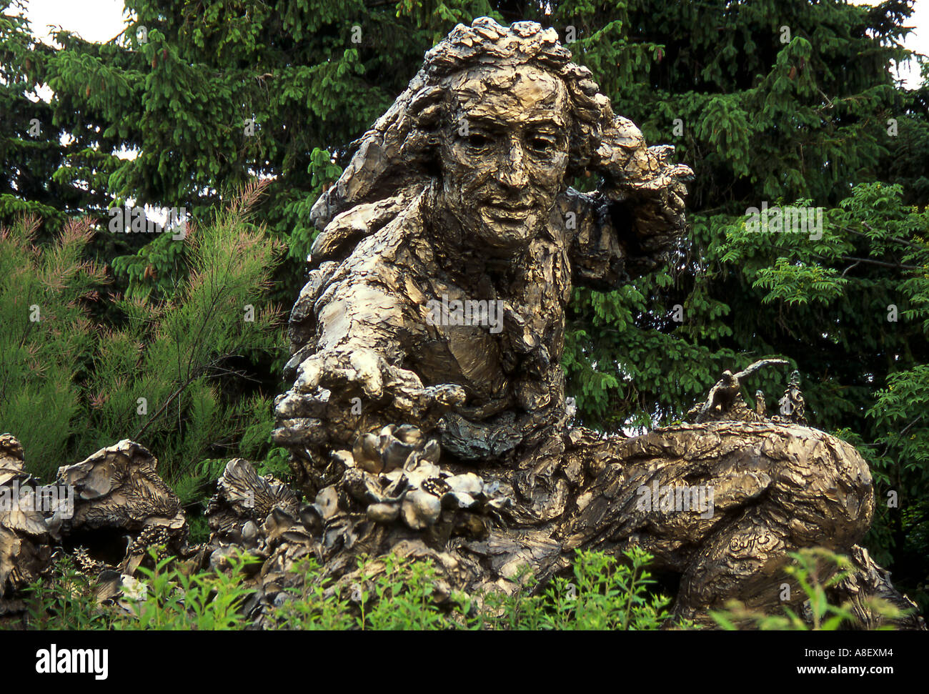 Carolus Linnaeus Bronze in Chicago Botanic Gardens (erreichen für Blume) Stockfoto