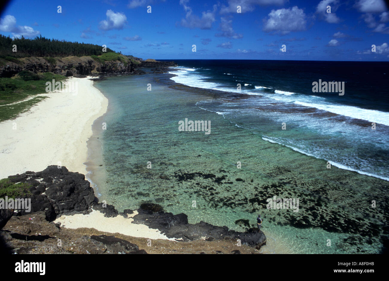 Einem unberührten Strand an der Küste von Mauritius. Stockfoto