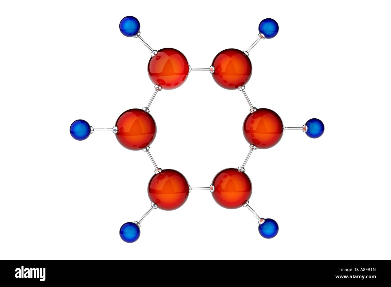 C6H6 oder Benzol-Molekül-Modell Stockfoto