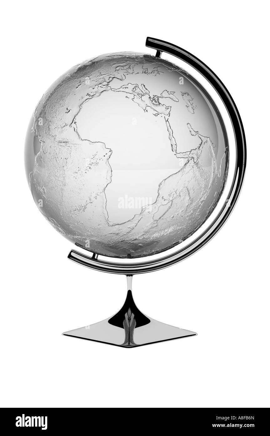 Silberne Kugel zeigt Afrika und Nahost Stockfoto