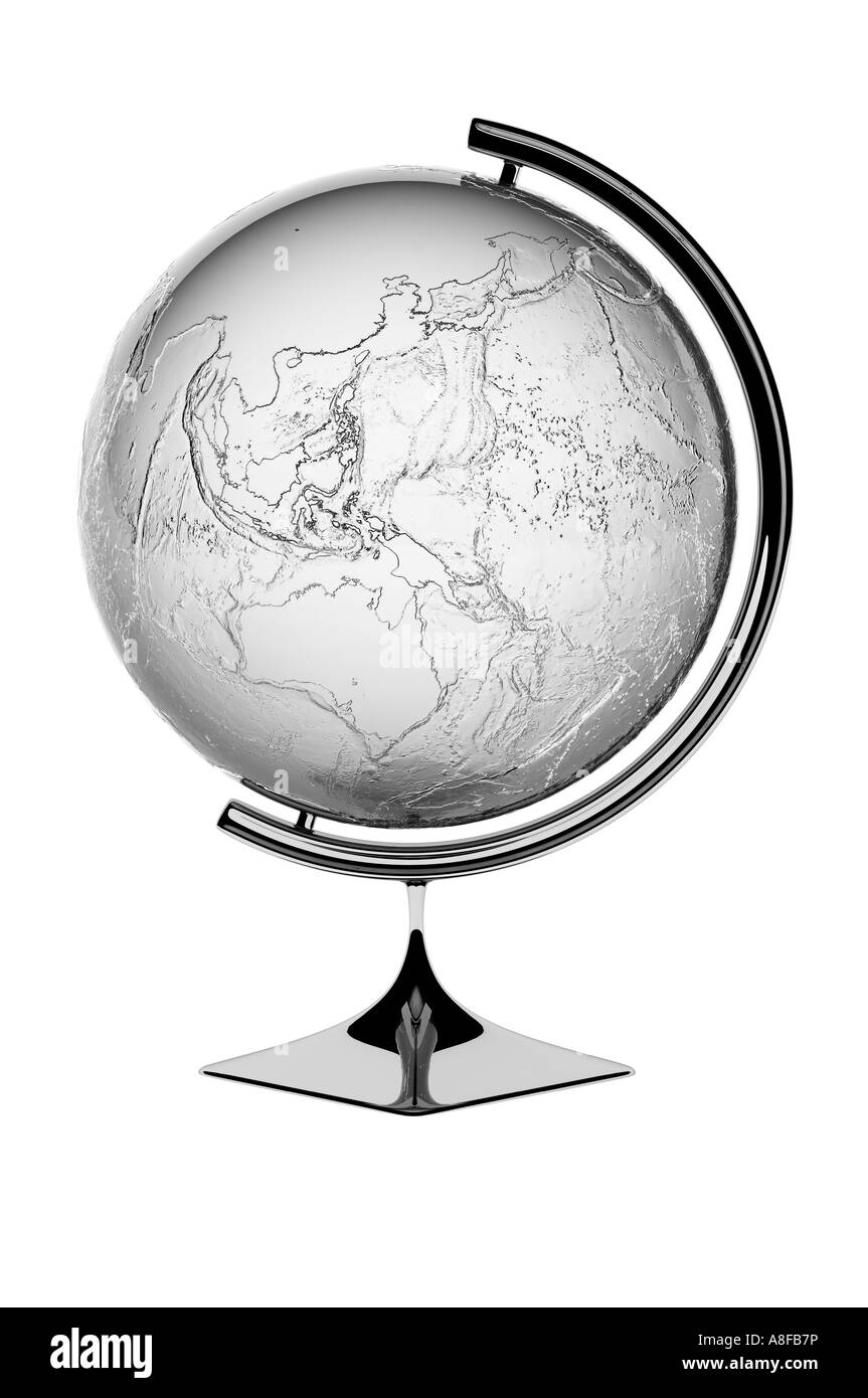 Silberne Kugel zeigt Australien und Südostasien Stockfoto