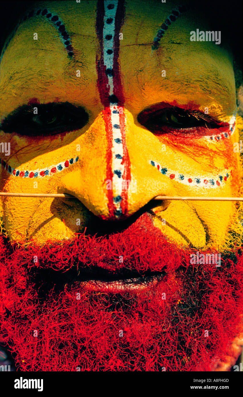 Gesicht gemalt Aborigines, Mt. Hagen, Papua-Neuguinea Stockfoto