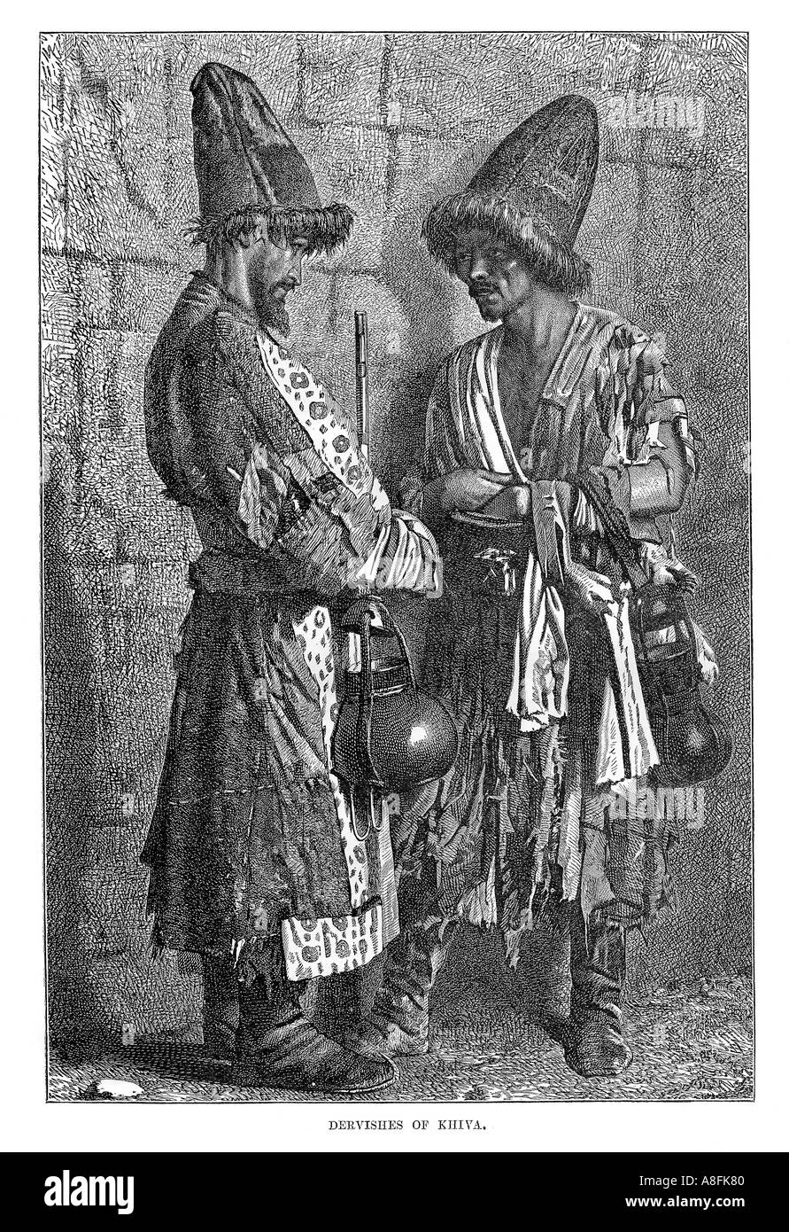 19. Jahrhundert mit dem Titel Gravur Derwische von Chiwa nun Usbekistan Monochrom Gravieren C 1870 Stockfoto