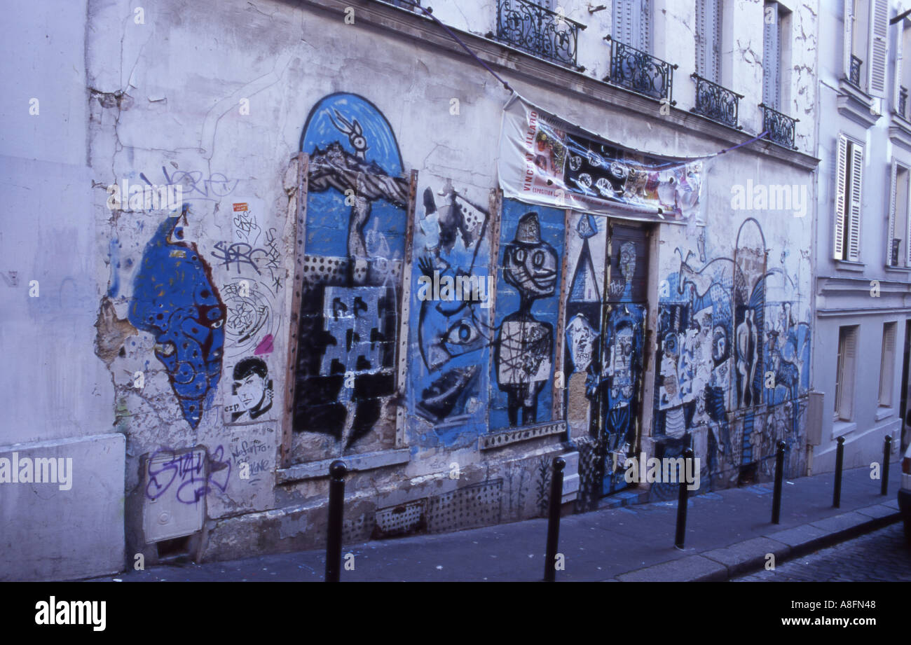 Straßenkunst Graffiti Montmartre Paris Anzahl 2170 Stockfoto