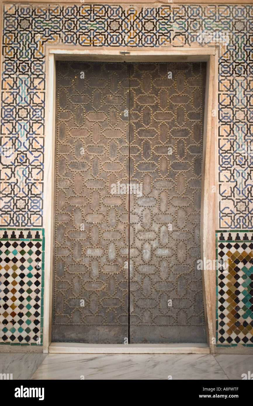 Eingang Patio del Cuarto Dorado Mexuar Nazarie Palast Alhambra Granada Andalusien Spanien Stockfoto