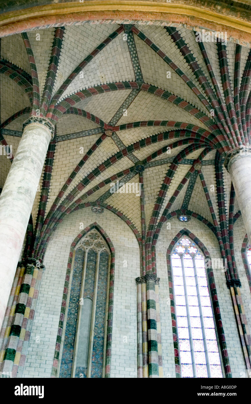 Toulouse Frankreich, innen "Religiöses Denkmal" katholische Kirche "Couvent des Jacobins" Detail "Gewölbte Decke" Stockfoto