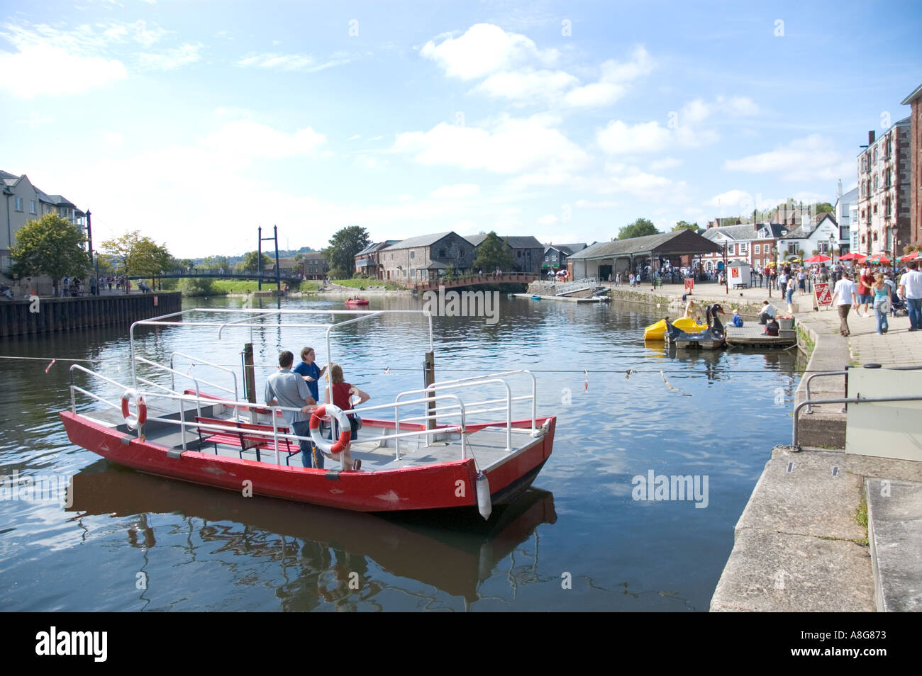 Fähre bei The Quay, Fluß Exe, Exeter, Devon. Stockfoto