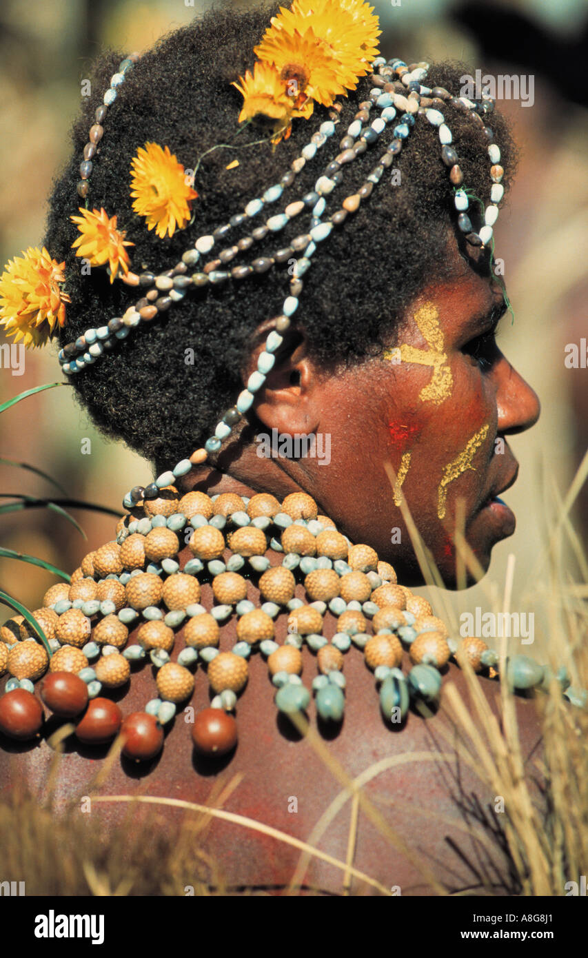 verzierte weibliche Aborigines, Mt. Hagen, Papua-Neuguinea Stockfoto
