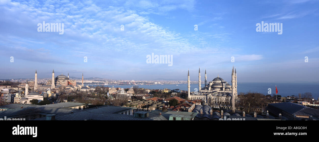 Blaue Moschee, Hagia Sofia Sultanahmet-Viertel. Istanbul. Turkei Stockfoto