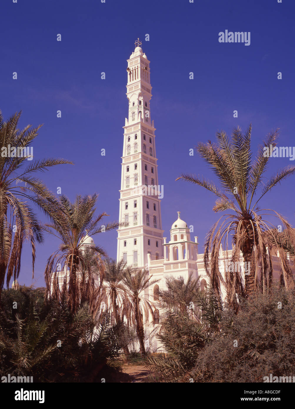 Jemen Hadramawt Tarim Al Muhdar Mosque religiöse monument Stockfoto