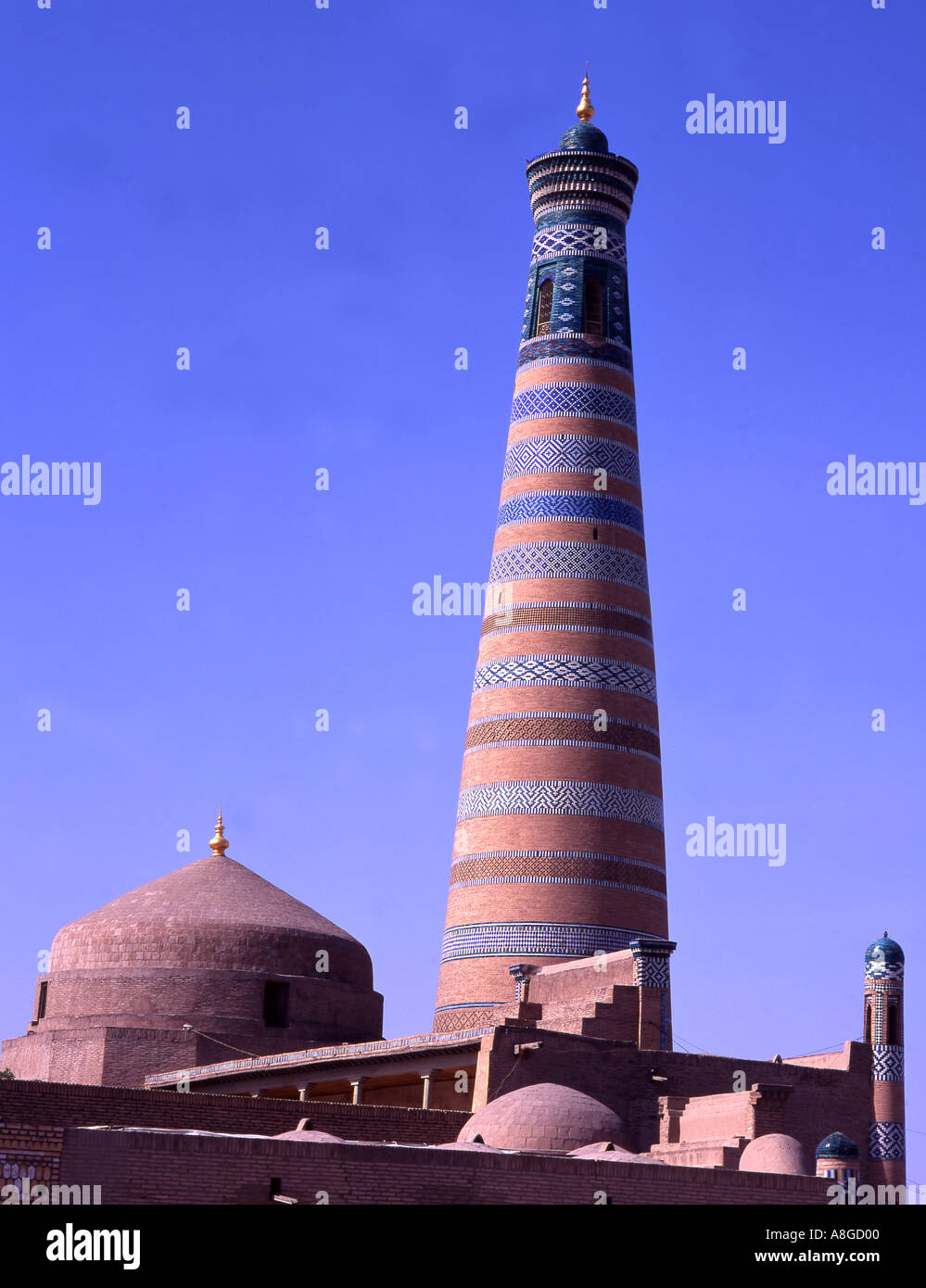 Usbekistan Chiwa Islam Hoja Minarett Islam islamische muslimische religiöse monument Stockfoto