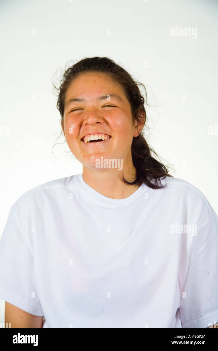 Eine laughing16 jährige kalifornische Chinese American teen Stockfoto