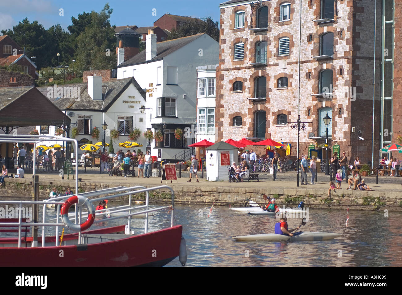 Ein Blick auf The Quay, Fluß Exe, Exeter, Devon. Stockfoto