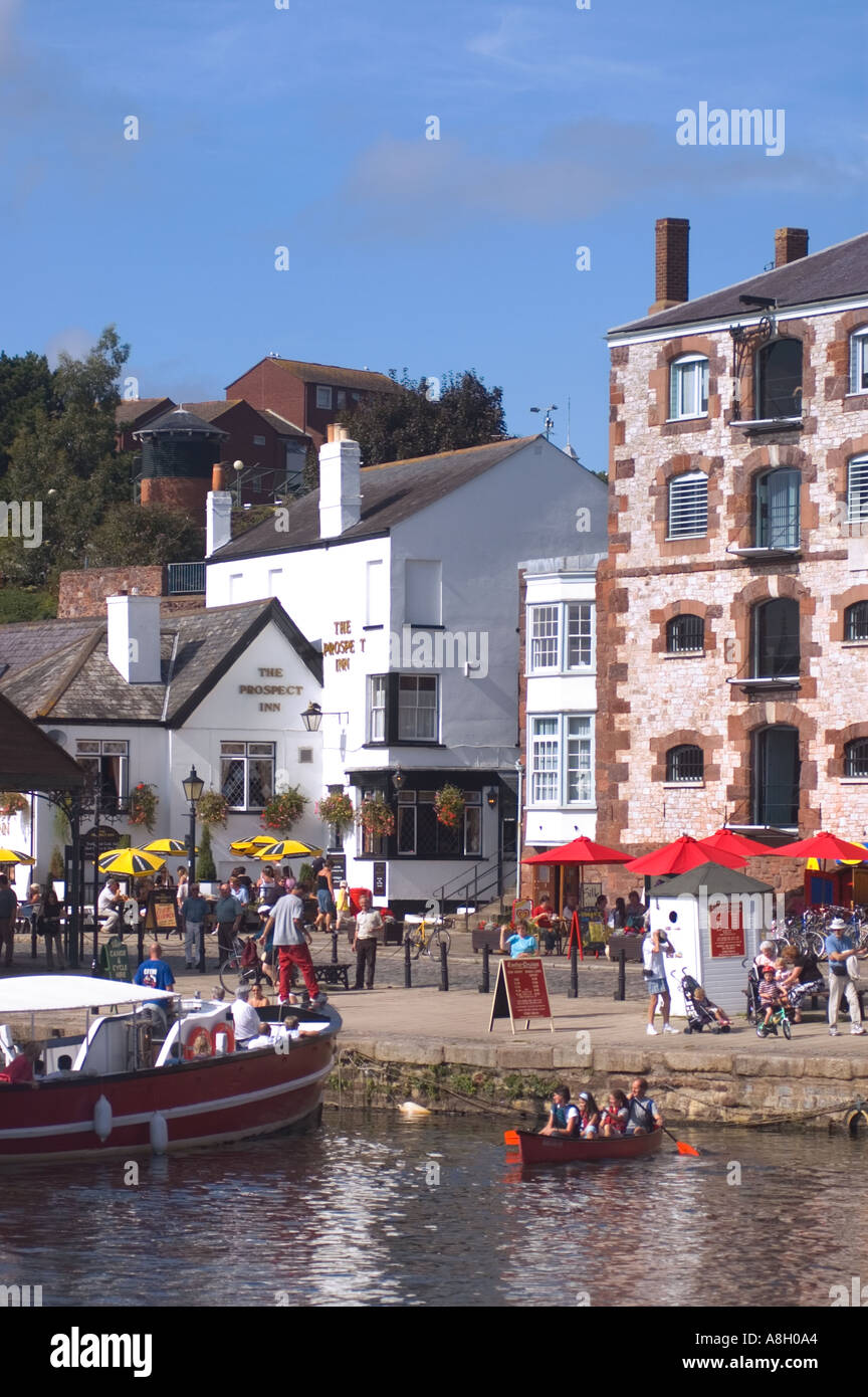 Die Fähre am Kai, Fluß Exe, Exeter, Devon. Stockfoto