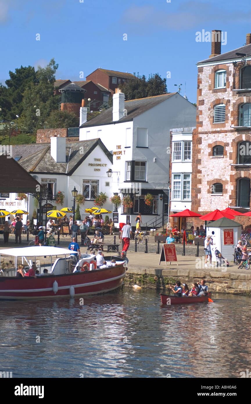 Die Fähre am Kai, Fluß Exe, Exeter, Devon. Stockfoto