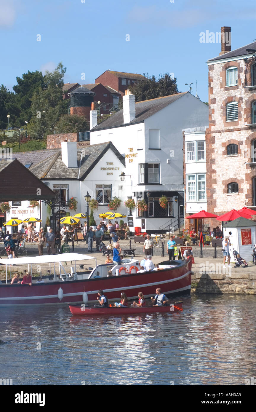 Die Fähre am Kai, Fluß Exe, Exeter, Devon. Stockfoto