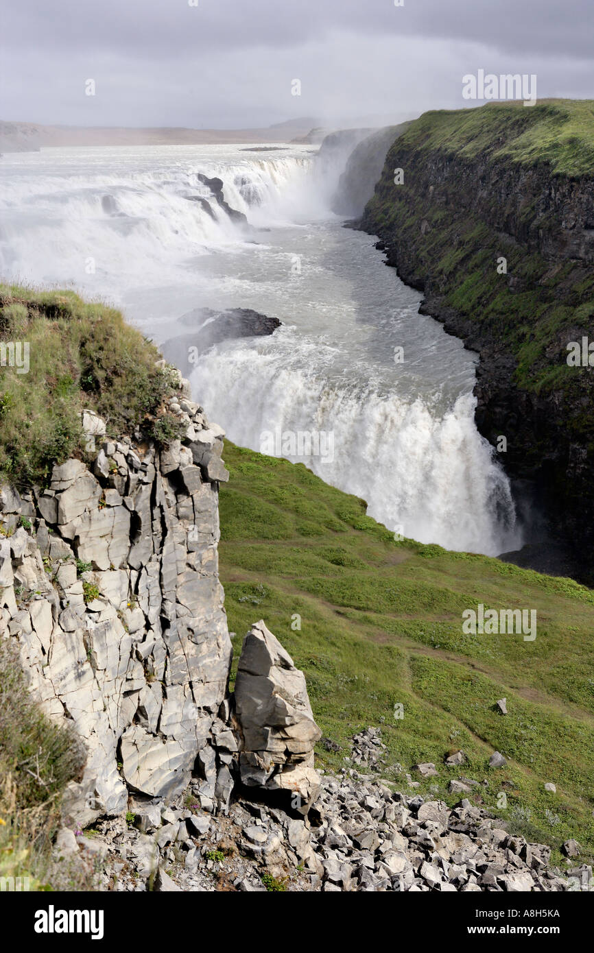 Gullfoss Wasserfall Island Stockfoto