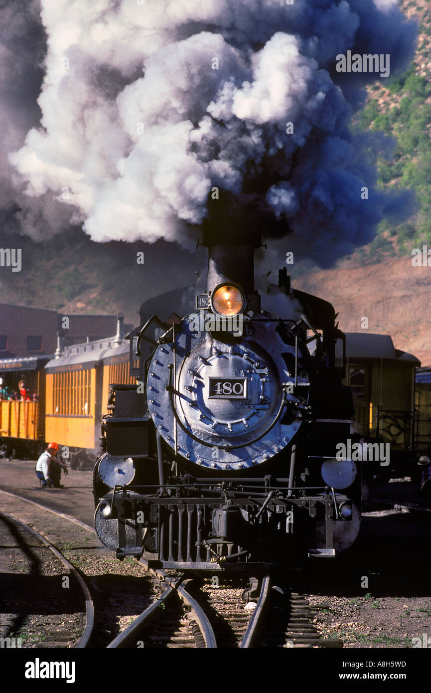 Durango Silverton Narrow Gauge Railroad CO Dampfmaschine Stockfoto
