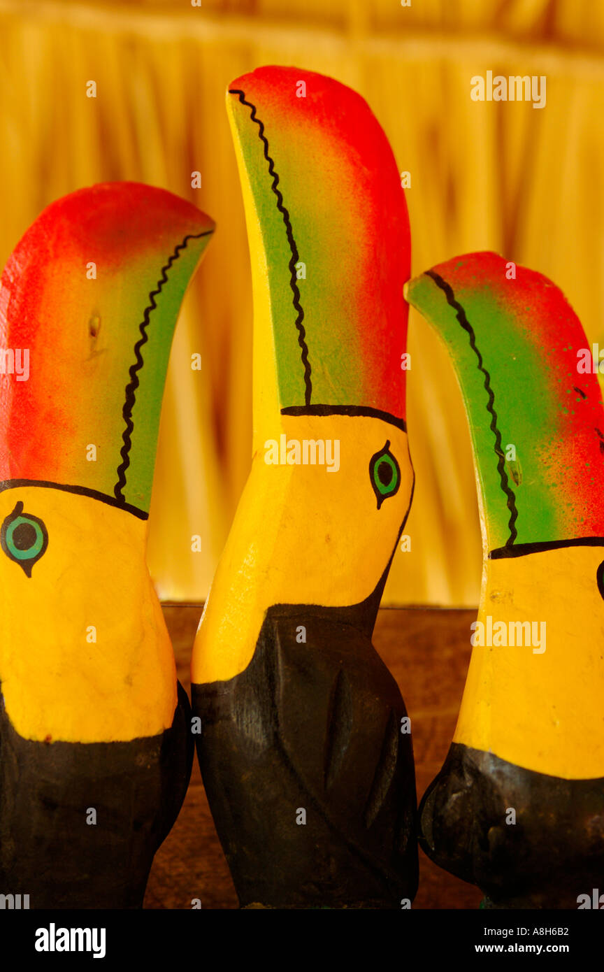 Mexiko, Riviera Maya, Carved Tukane Stockfoto