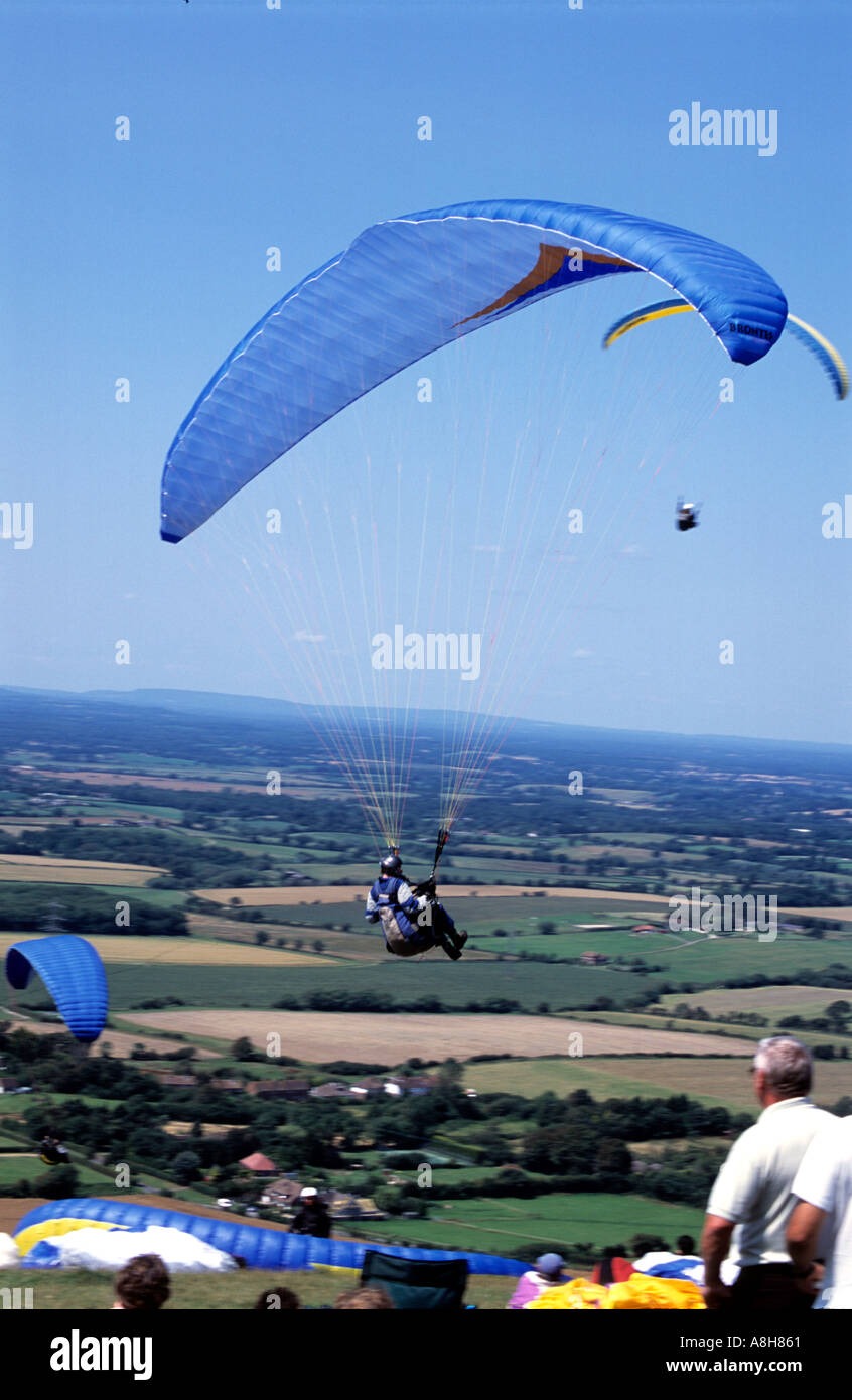 Para-gliding Devils Dyke Sussex UK Stockfoto