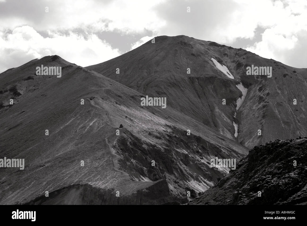 Schwarz / weiß Landschaft Landmannalaugar Island Stockfoto