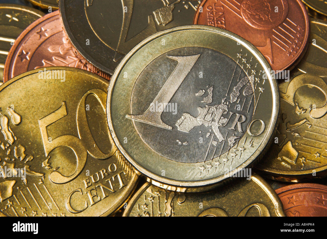 Nahaufnahme von einem ein-Euro-Münze Stockfoto
