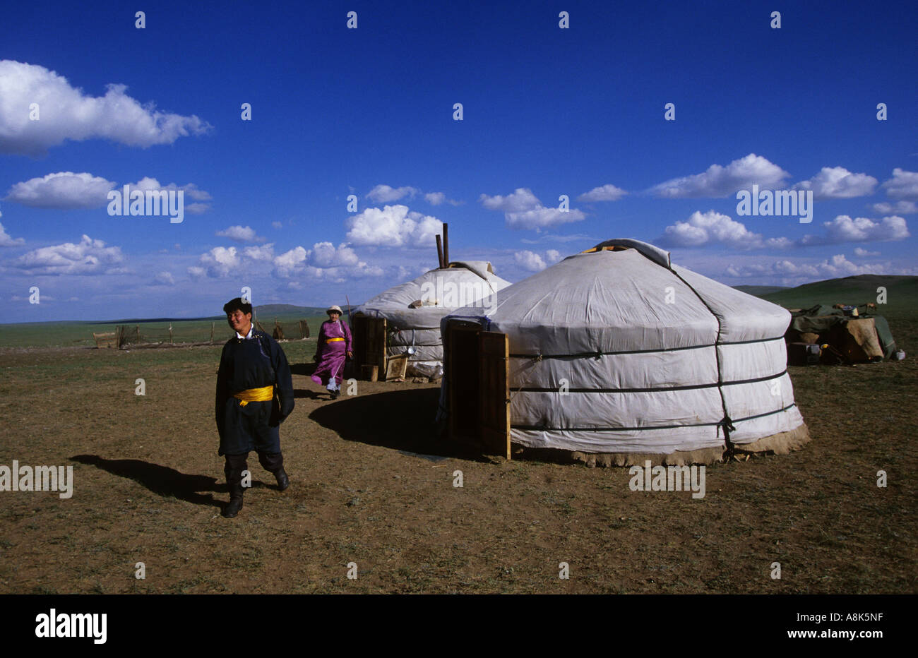 Mann vor seinem Ger Ulaan Baatar Nadaam festival Stockfoto