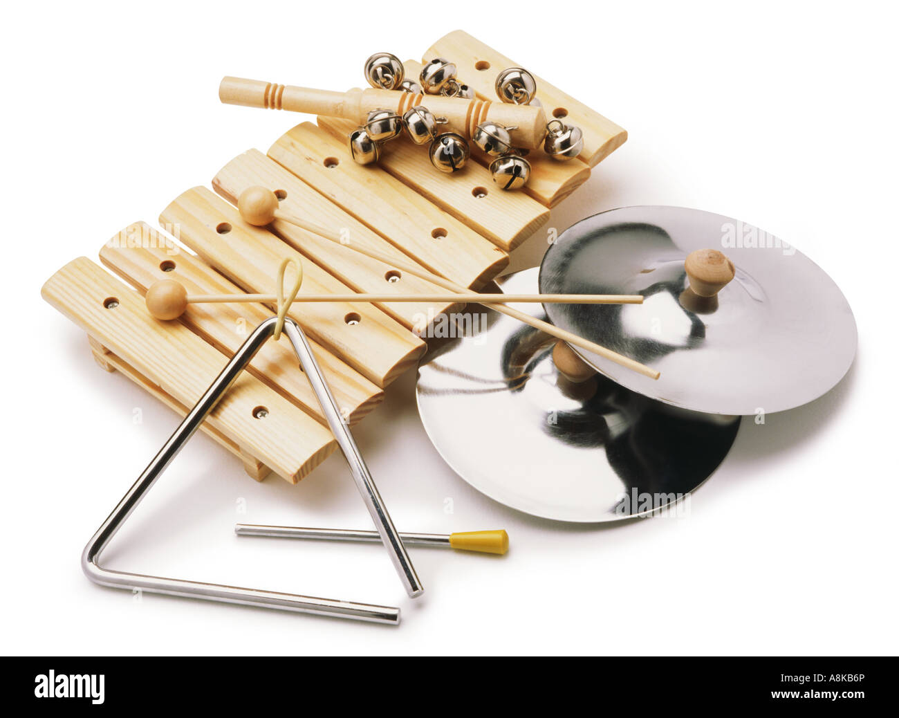 Eine Auswahl von Percussion-Instrumenten Stockfoto