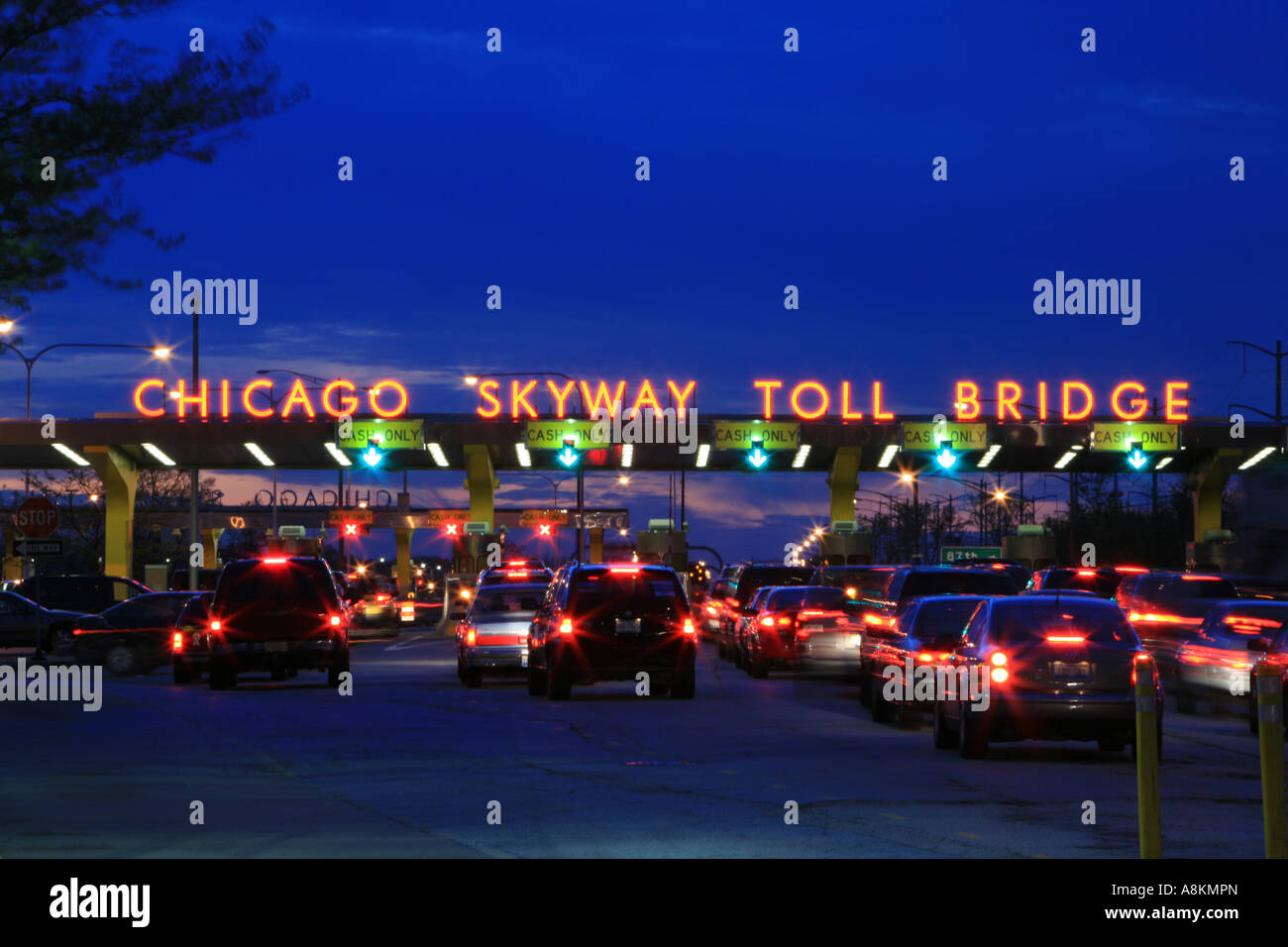 Chicago Skyway Maut-Brücke in die Innenstadt von Chicago, Illinois, USA Stockfoto