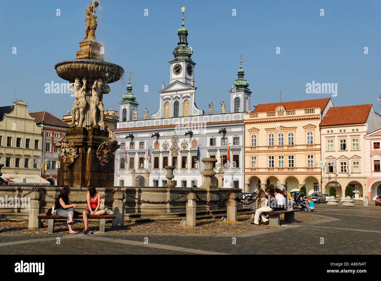 Historische alte Stadt Budweis, Budweis, Budvar, Böhmen, Tschechische Republik Stockfoto